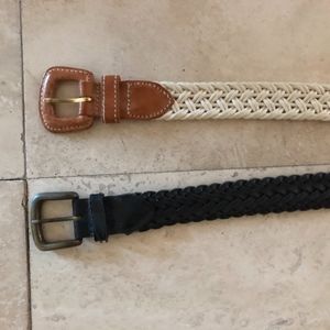 Two  leather belts one woven (beige)